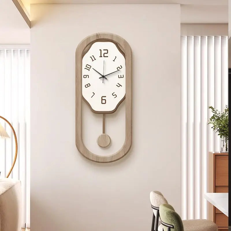 horloge murale moderne quartz balançoire silencieuse bois blanc marron aiguille batterie piles