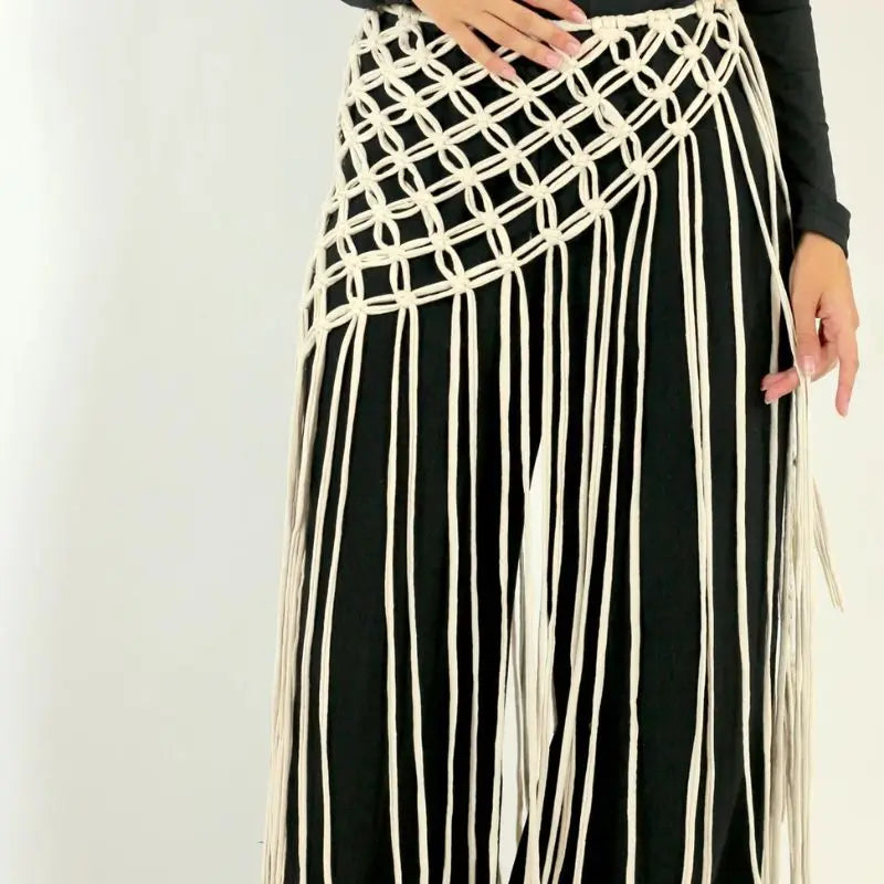 ceinture tissée franges vert olive blanche boho chic femme ACCESSOIRE JUPES MODE ETHNIQUE ANCIENT