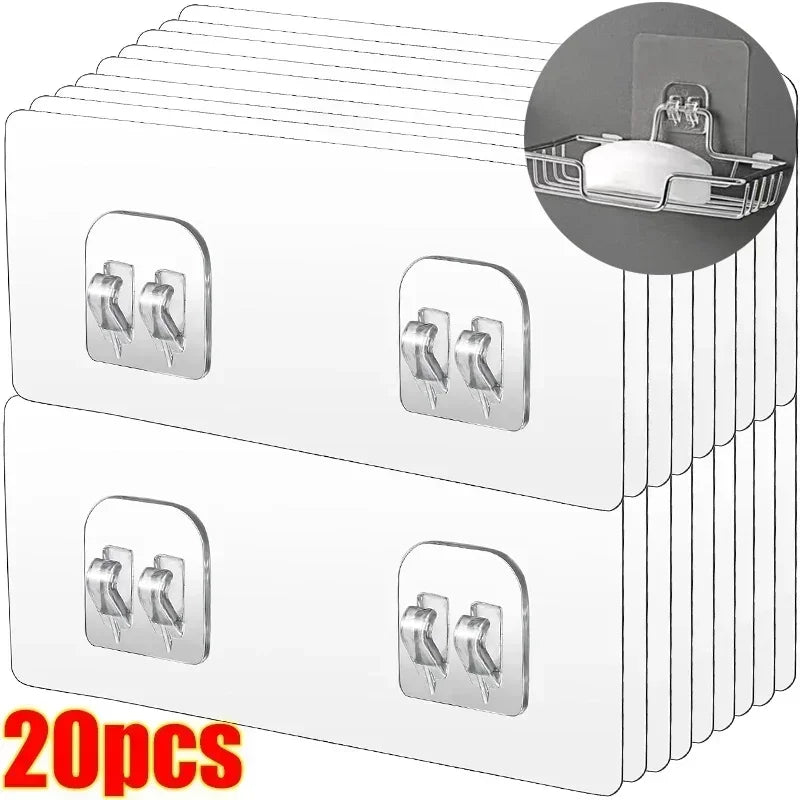 organisateur cuisine transparent moderne double crochet auto adhésif 6x14cm 6.7x6.7cm pack varié