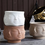 Vase céramique moderne vase table blanc visage sculpté lèvres sculptées art déco
