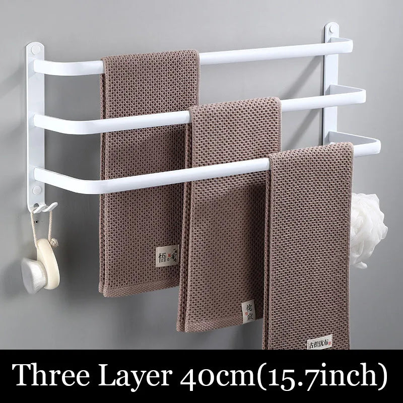 porte serviettes mural blanc moderne aluminium laqué clips trois étages salle bain