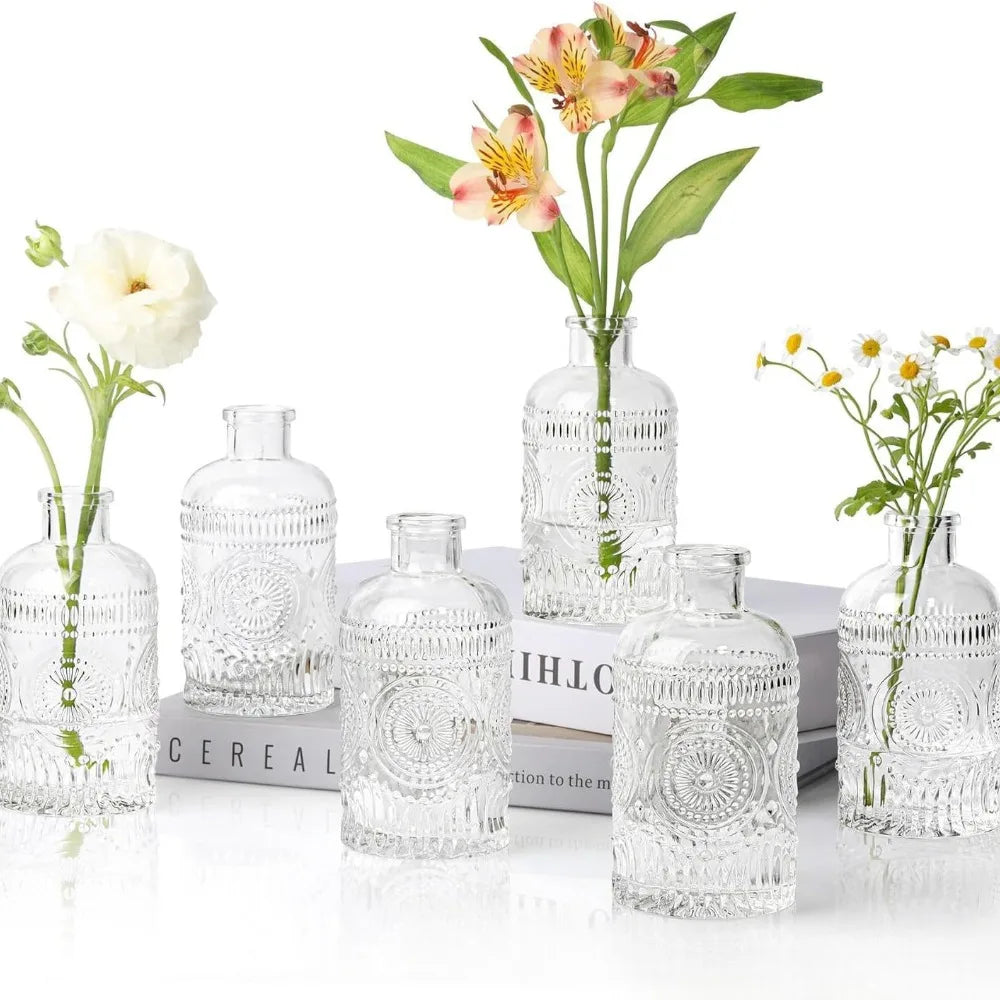 vases vintage verre marron vert transparent rétro diamant geometrique decoration table maison