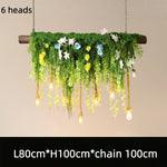 Suspension lumineuse rustique feuilles fleurs vert blanc led pendentif naturel chambre salon