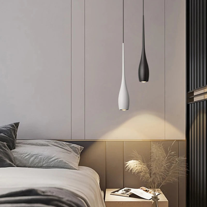 Suspension lumineuse moderne pendentif câble blanc noir ampoule filament visible restaurant chambre cuisine