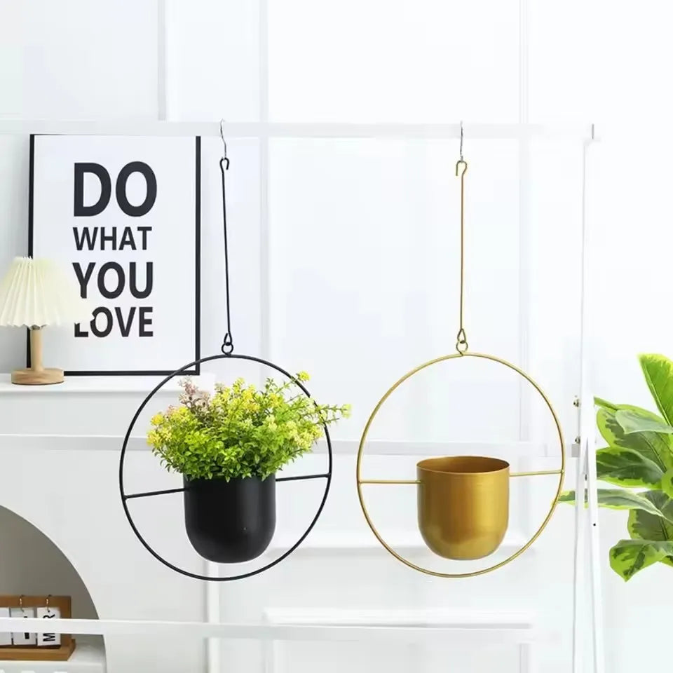 pots suspendus modernes noirs or simples chaînes décoration maison minimalistes