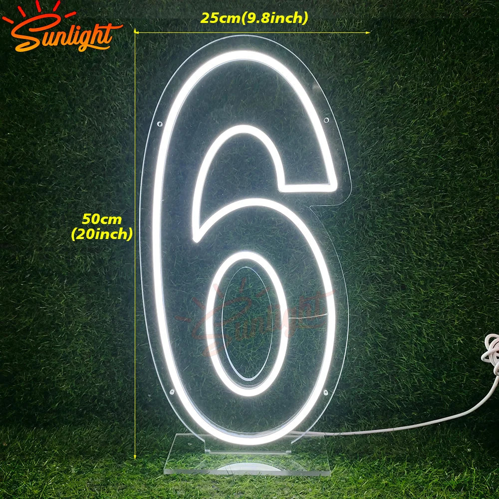 numéros led blanc moderne numéro support transparent câble alimentation 5v usb decoration anniversaire mariage