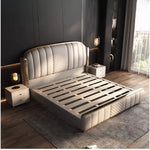 lit moderne bois beige cuir tissu ornements géométriques élégant contemporain 1800x2000mm