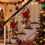 Décoration de rampe d'escalier de Noël rouge lumineuse