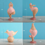 statues yoga contemporaines humoristiques résine rose beige points blancs texture mat opaques