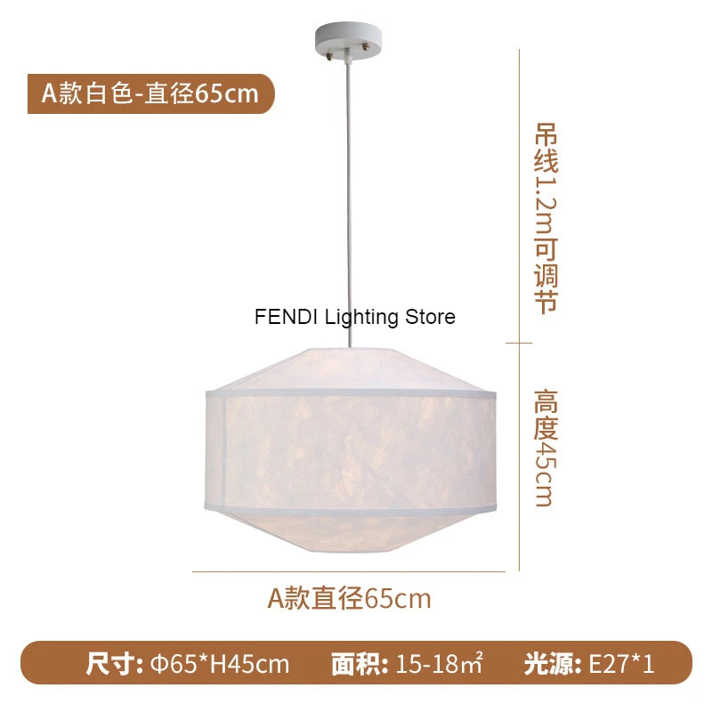 suspension lumineuse tissu blanc beige moderne minimaliste lustre salon chambre intérieur épuré