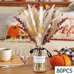 bouquet artificiel plumes orange feuilles marron boho décoration maison anniversaire mariage
