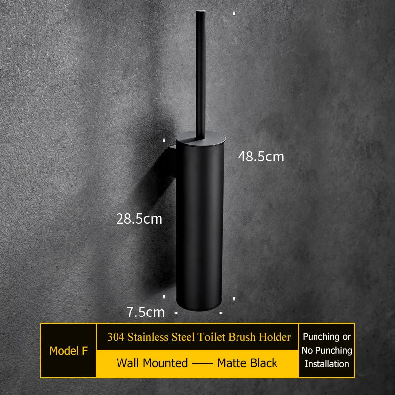 brosse wc support mural acier inoxydable noir or argent lisse moderne fixation murale durable