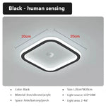 plafonniers led capteur mouvement blanc noir minimaliste moderne 20x20cm 249 2000lm