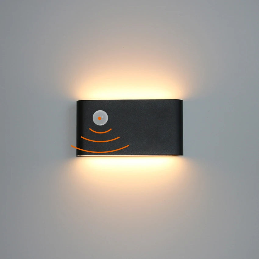applique murale led moderne extérieure sensor mouvement noir verre trempé ip65 waterproof moderne