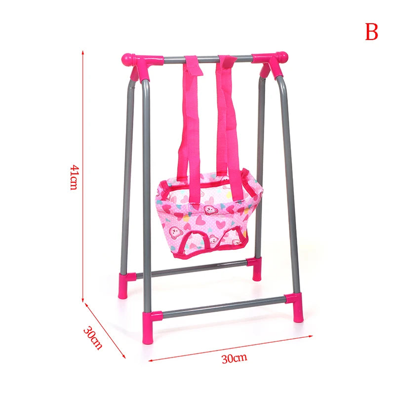 jouets poupées rose blanc gris imprimés coeurs bébés balançoire chaise poussette lit ensemble modernes