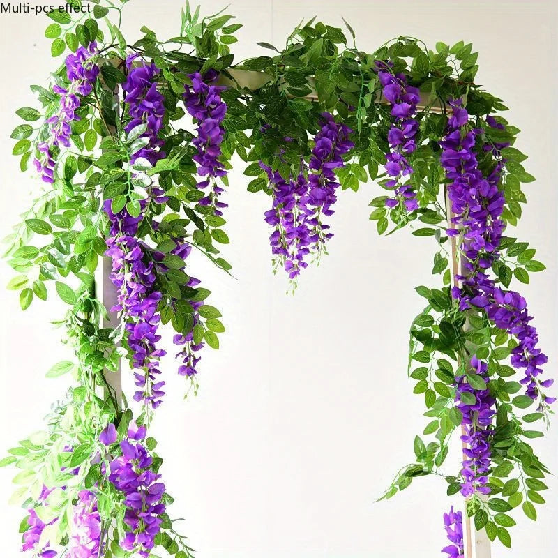 guirlande végétale artificielle verte blanche violet rose mariage décoration intérieure naturelle festive anniversaire