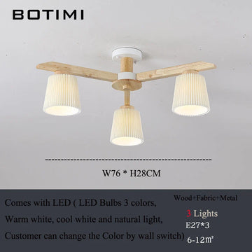 plafonnier led bois abat jour plissé moderne minimaliste chambre salon sourceMapping: