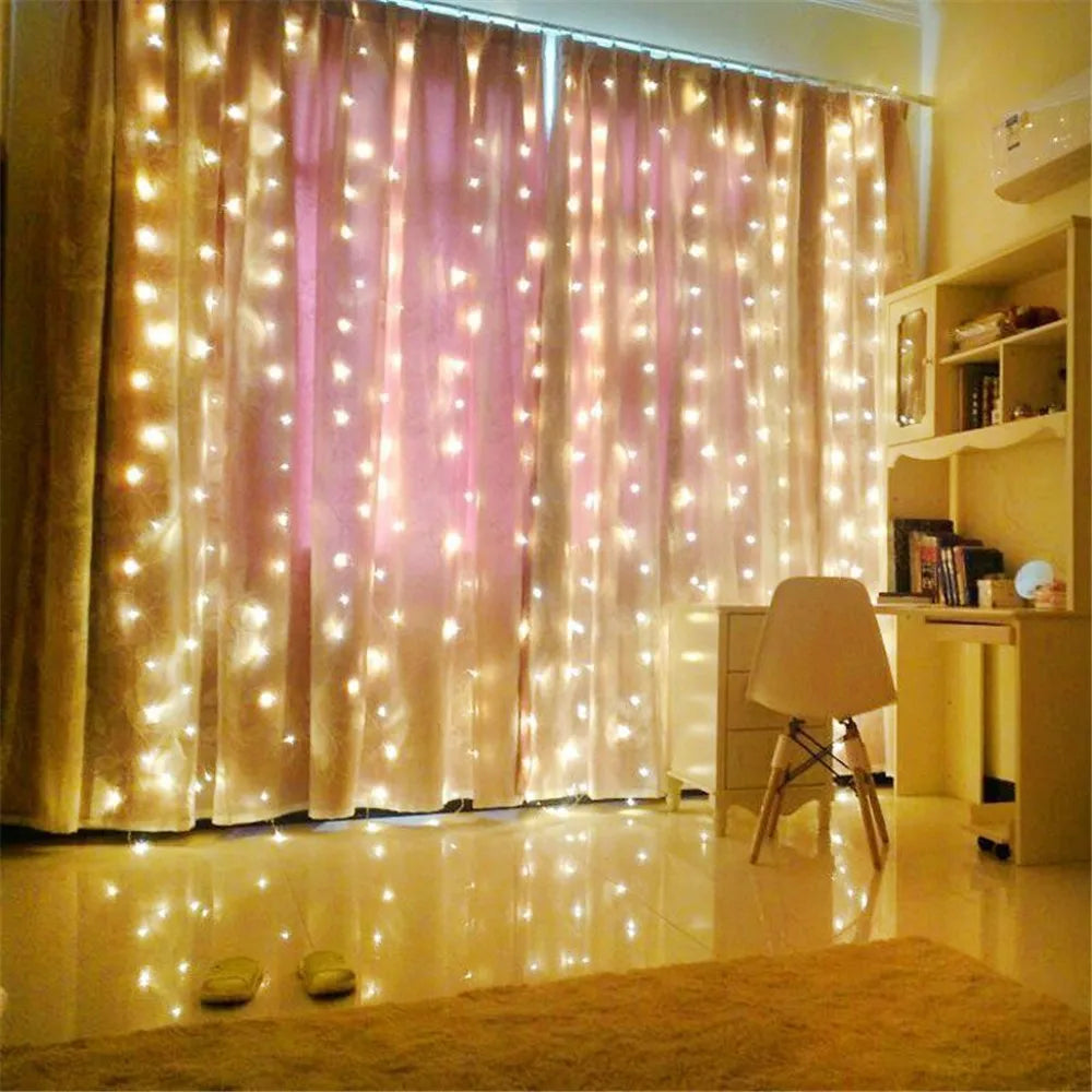 rideau lumineux led blanc chaud rose bleu 300leds télécommande câble usb moderne décoration extérieure