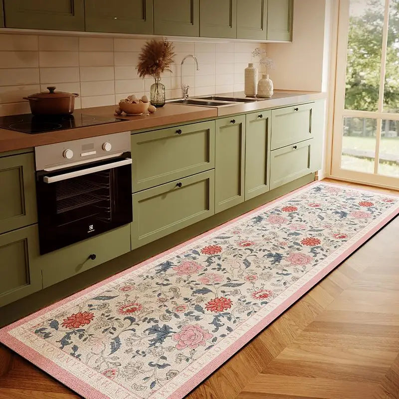 tapis cuisine long antidérapant motif floral vintage sol intérieur maison salle bain
