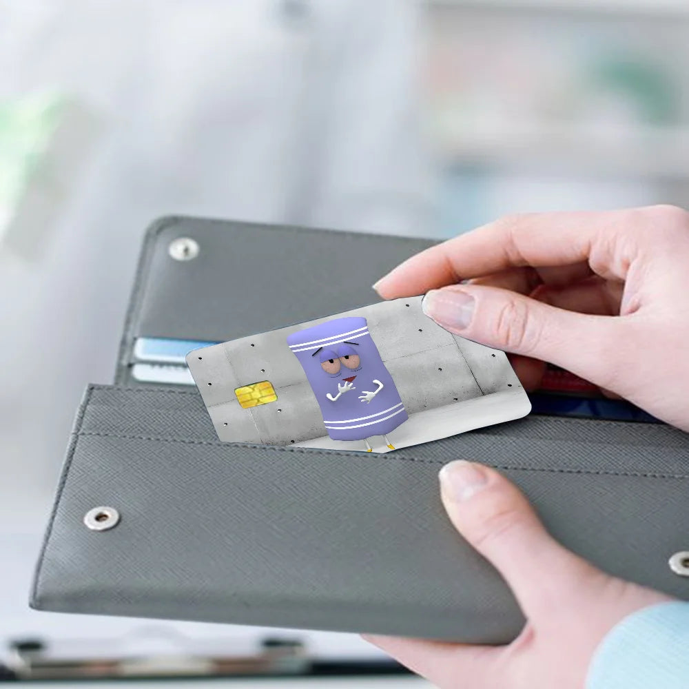 film autocollant carte bancaire violet dessin animé sourire réutilisable étanche