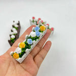 fleurs artificielles miniature jardin decoration pot rose blanche bleue verte