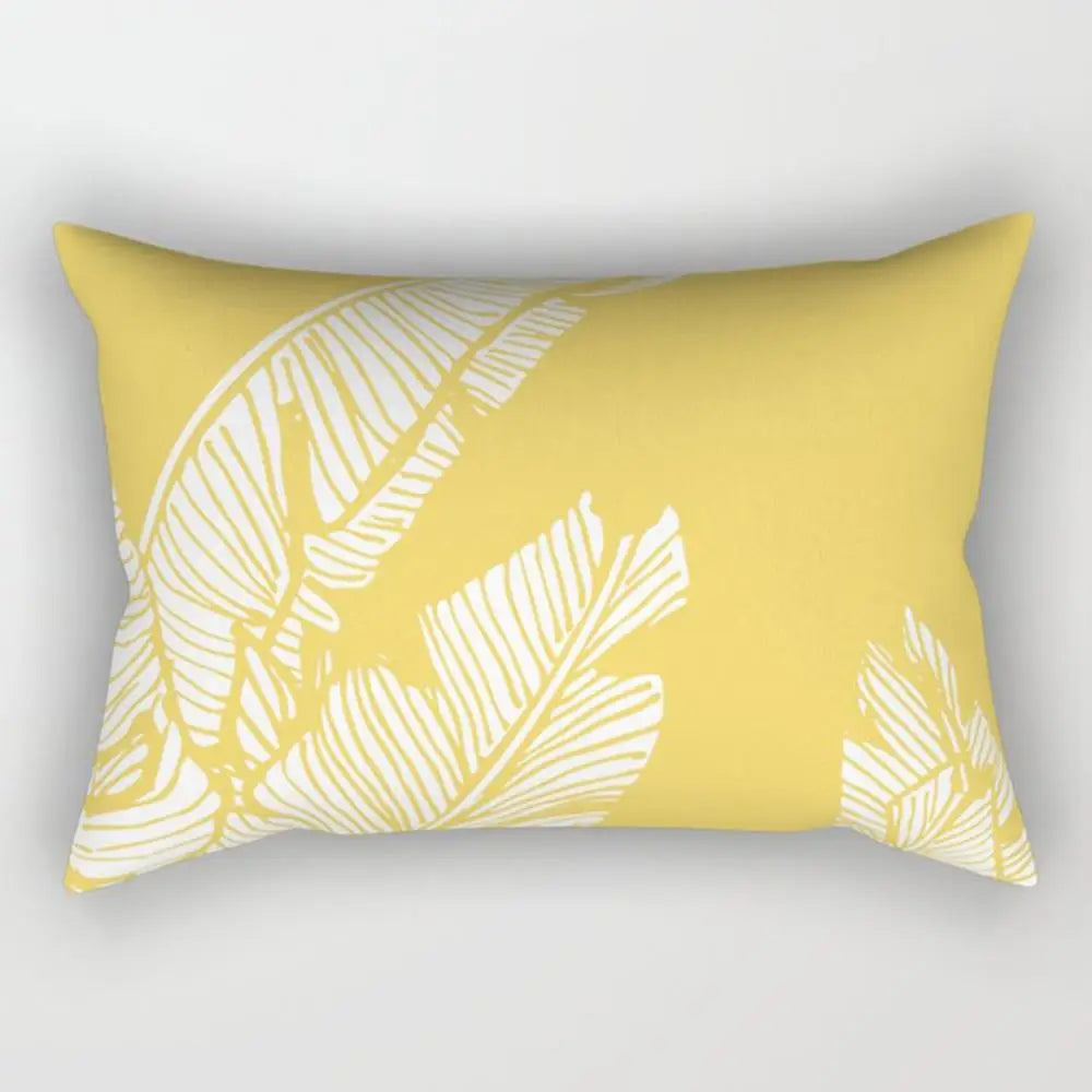 taie d'oreiller rectangulaire jaune clair motif géométrique moderne housse coussin canapé coton 30x50cm