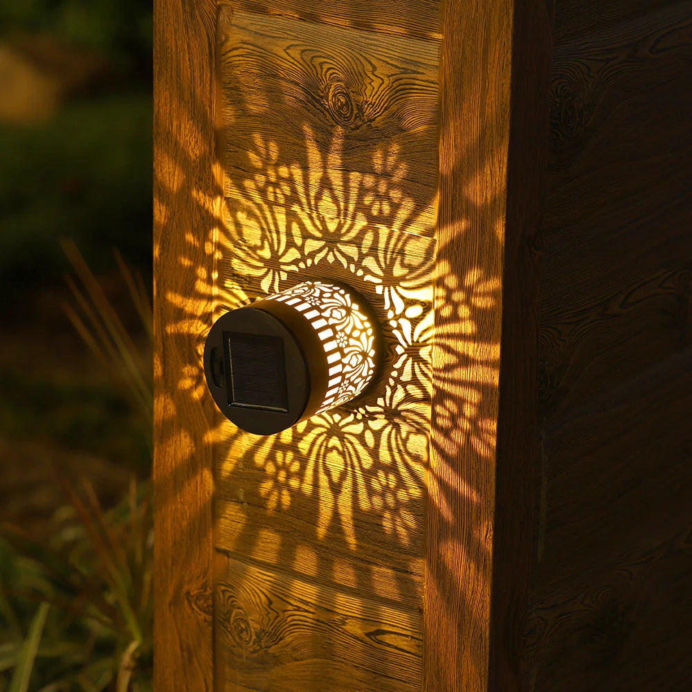 lampe solaire décorative moderne noire dorée floral ajouré ip44 autonome contemporaine