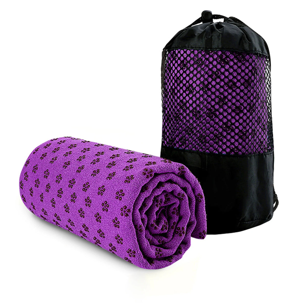 tapis yoga violet imprimé floral absorbant anti dérapant sac rangement moderne