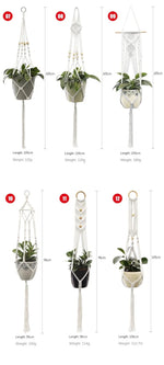 support plante suspendue macramé blanc artisanal anneaux métalliques pot inclusion 90cm 105cm 155cm