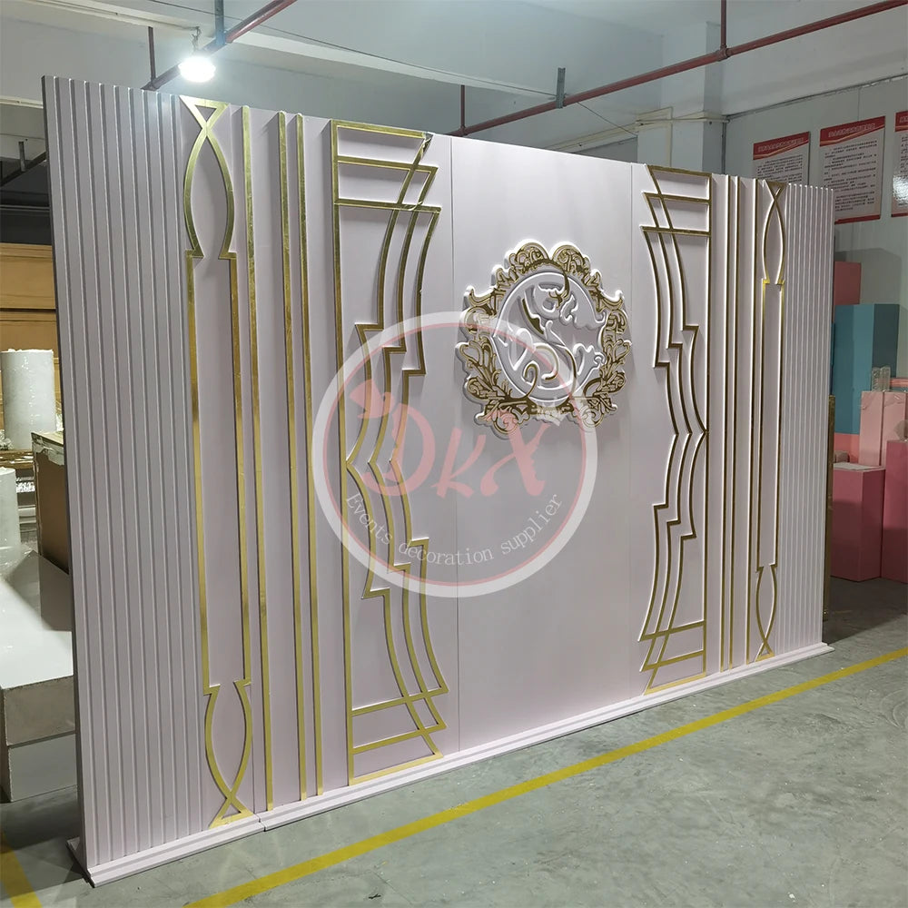 panneau décoratif mariage anniversaire fête blanc doré ornements floraux géométriques art déco pvc acrylique