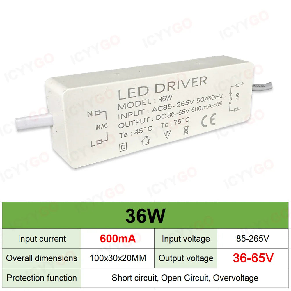 pilote led driver alimentation 120v 240v 3w 18w 300ma 600ma isolation industrielle ccc sécurité