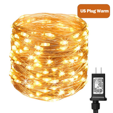 guirlande lumineuse led fil cuivre blanc chaud decoration exterieur jardin mariage noel grande longueur