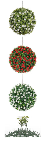 décoration extérieure artificielle boule végétale feuilles vertes fleurs colorées herbe festive exposition accrochéeextérieur
