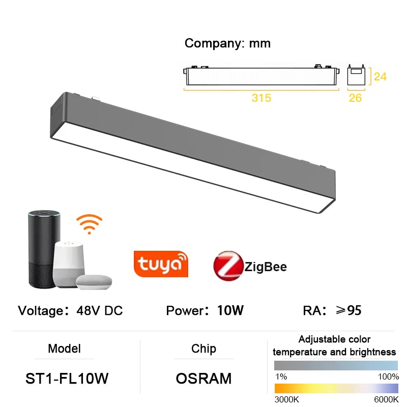 luminaire led rail magnétique noir moderne système éclairage intelligent intérieur ultra mince