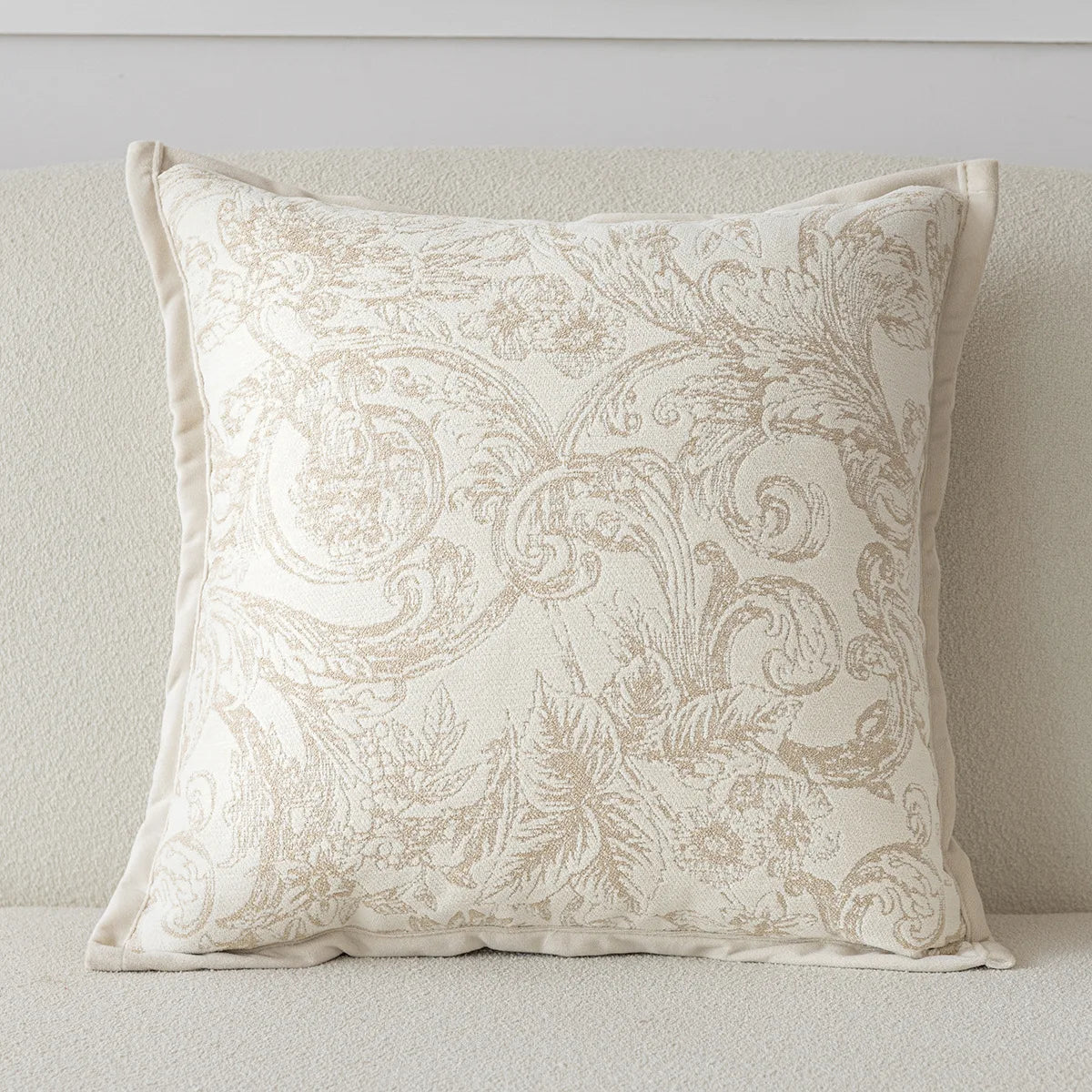 housse coussin carré motif floral doré 100% polyester 45x45cm décoration maison élégant