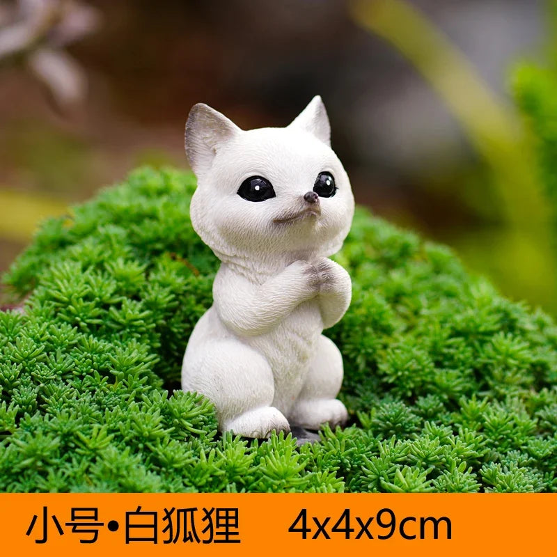 statuette renard fourrure résine moderne décoration intérieure animal compagnie ornement blanc orange