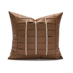 taies d'oreillers brodées contemporain 45x45cm marron clair motifs géométriques