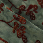 tissu velours vert fleurs brodé classique élastique jacquard biodegradable bricolage couture materiel ondule opacité