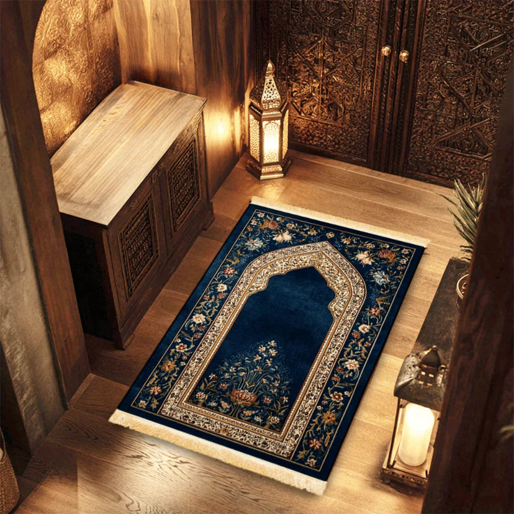 tapis prière islamique polyester antidérapant floral géométrique artisanal intérieur maison voyage camping