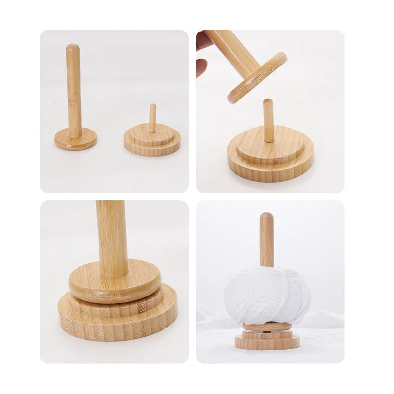 support fil laine rustique naturel beige decoupe horizontale enrouleur pelotes laine tricotage DIY multifonctionnel