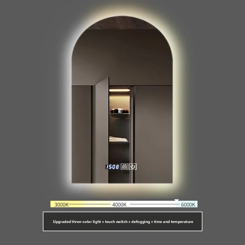 miroir intelligent éclairé led défogage moderne minimaliste gris beige lisse
