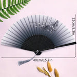 éventail pliant traditionnel bambou motif fleurs cerisier pompon mariage élégant