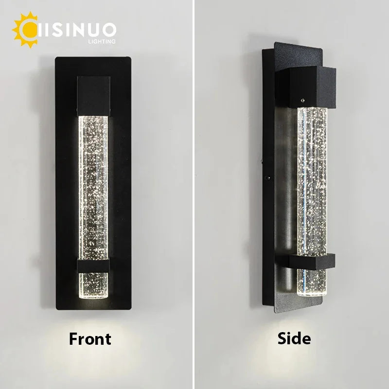 lampe murale moderne cristal bulle aluminium anti rouille extérieure noir argenté led ip65 garage