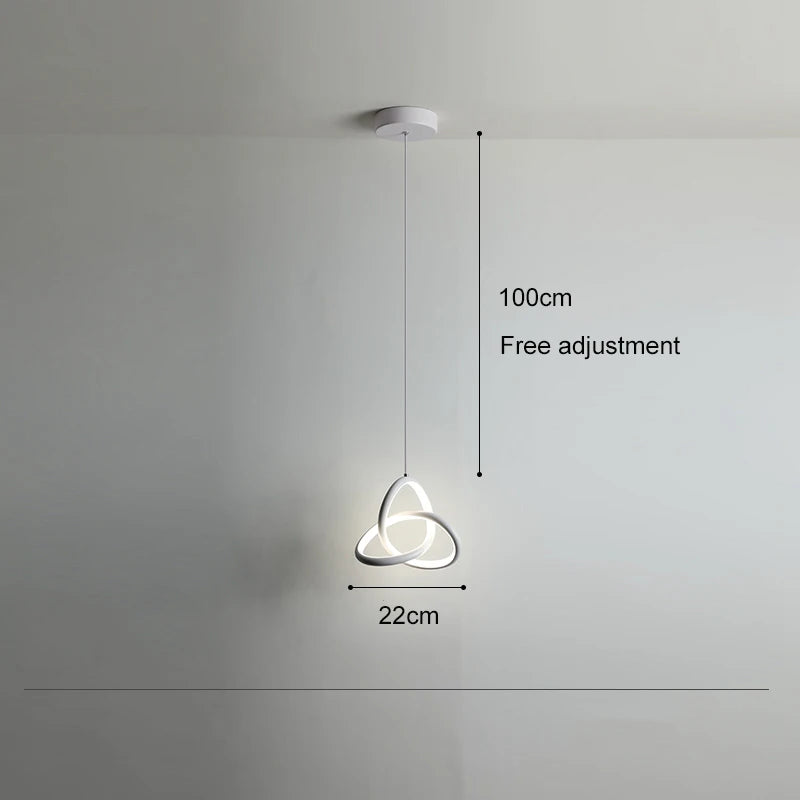 Suspension lumineuse moderne minimaliste anneau entrelacé noir blanc doré chambre salon hall