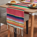 nappe mexicain rayées franges colorées maison carnaval festive 35x210cm polyester coton