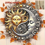 décoration murale bois soleil lune fleurs oiseaux étoiles or argent bleu rouge Jaune Blanc