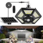 lampe solaire suspendue détecteur mouvement 180 led télécommande mode nuit garage patio moderne