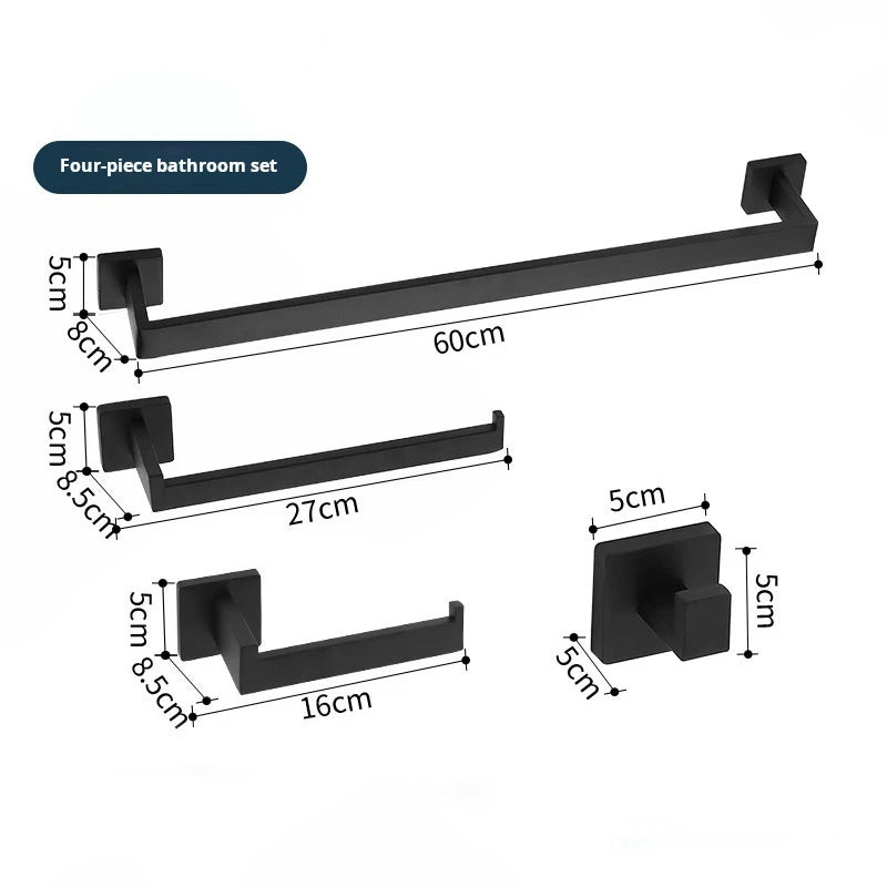 ensemble porte serviettes moderne noir mat acier inoxydable finition laquée fixe salle bain 60cm