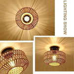 lampe suspendue moderne marron clair tressée naturelle abat jour rotin support métallique noir cuisine
