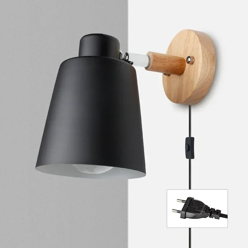 lampe murale moderne gris noir vert jaune blanc conique mate câble électrique prise interrupteur